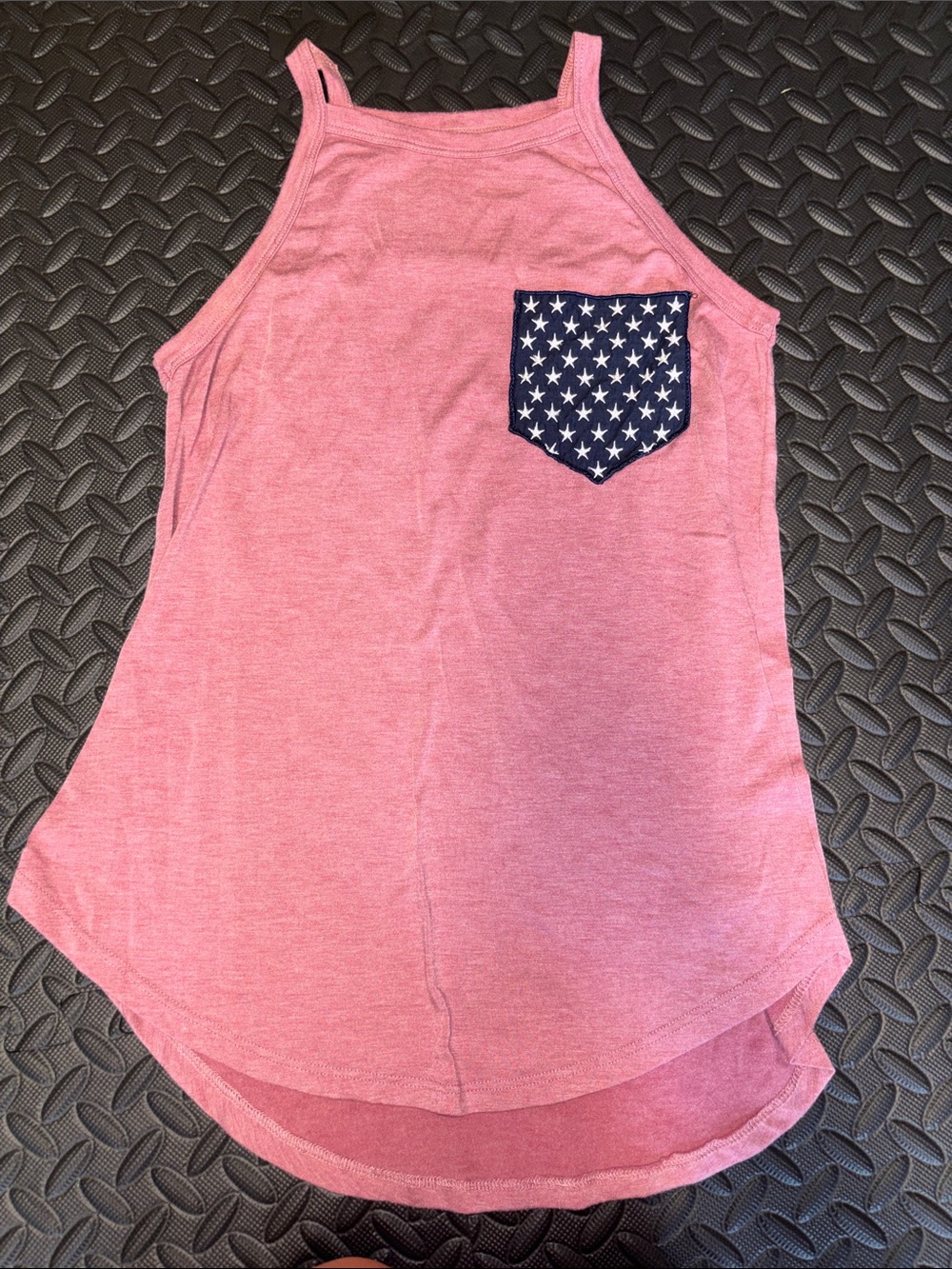 Ing Pink Tank Top with Navy Star Chest Pocket